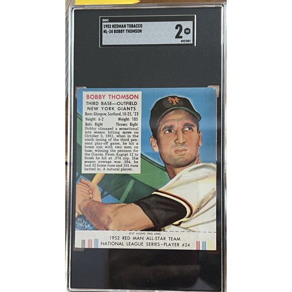 1952 Redman Tobacco Bobby Thomson SGC 2 - Picture 1 of 2